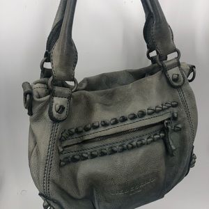 Liebeskind light blue gray leather satchel